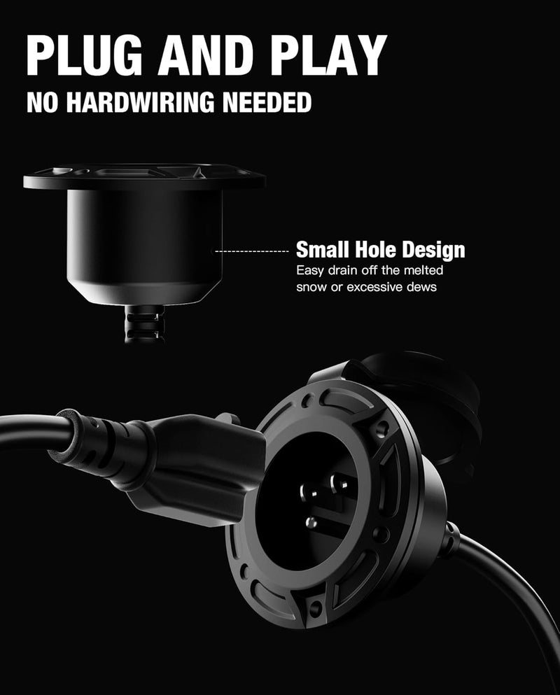 stio 20A 125V AC Port Plug,12AWG Heavy-Duty RV Shore Power Inlet Plug with 5-in-1 T-Blade Adapter & 16'' Extension Cord,Waterproof AC Power Inlet Socket Outlet Box Integrated Outdoor Electrical Receptacle - Image 4